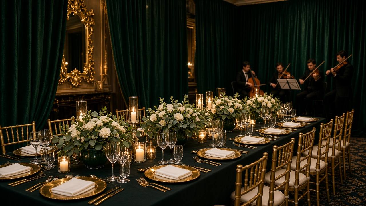 Private banquet salon prepared for a House Gourmet gathering